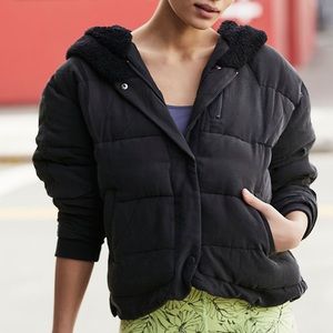 Free People black hooded puffer jacket